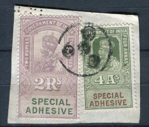 INDIA; Early 1900s GV Portrait type Revenue issues fine POSTMARK PIECE