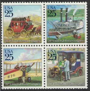 Scott 2434-37- Traditional Mail Delivery- Block of 4- MNH 25c 1989- unused mint