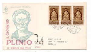 Italia FDC Venetia 1961 Pliny Three Traveled Strip Racc. for Italy