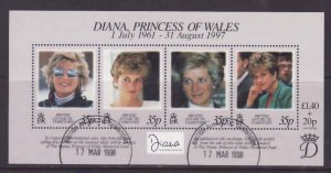 British Antarctic Territory-Sc#258- id9-used sheet-Princess Diana-1998- 