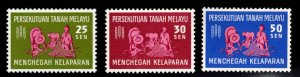 MALAYA Federation  Scott 111-113 MH*  stamp  set