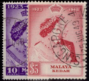 MALAYSIA - Kedah GVI SG70-71, 1949 ROYAL SILVER WEDDING set, FINE USED. Cat £50.