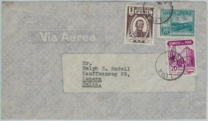 81715  -  PERU - POSTAL HISTORY -   AIRMAIL  COVER to SWITZERLAND    1946