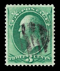 WCstamps: U.S. Scott #136 / $30 - 3c Green H. Grill, XF, Used