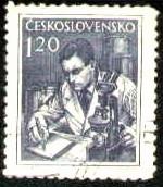 Scientist & Microscope, Czechoslovakia stamp SC#653 Used