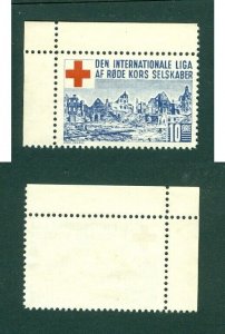 Denmark. Poster Stamp. WWI. 10 Ore. Red Cross International  League