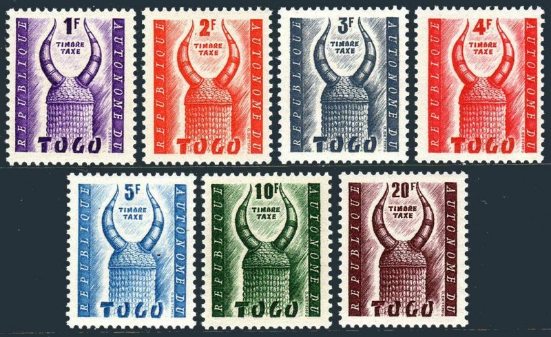 Togo J42-J48,MNH.Michel P48-P54. Postage Due 1957.Konkomba helmet.