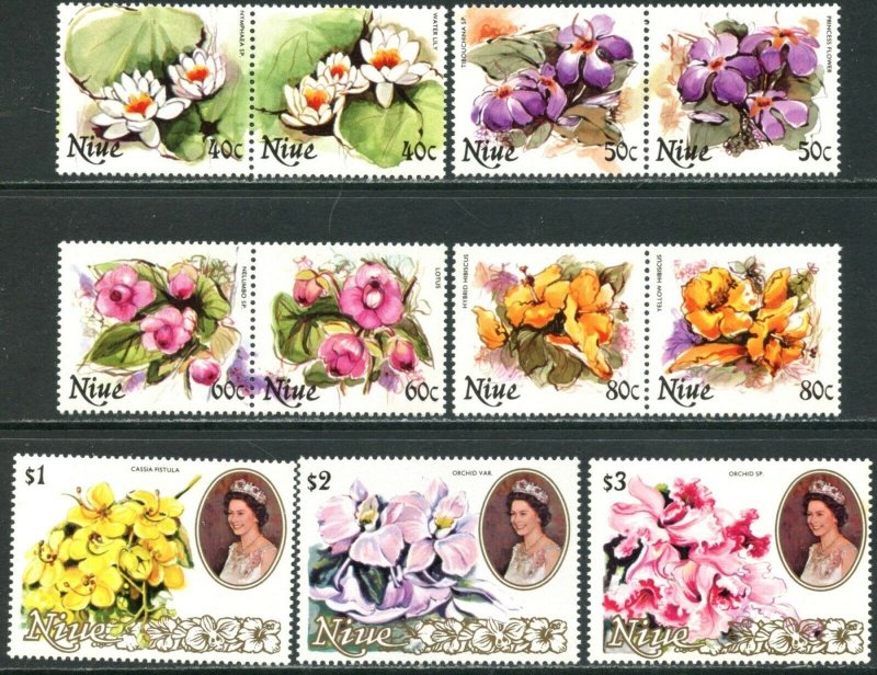NIUE Sc#317-331 1981 Flowers Part Set To $3 OG Mint NH