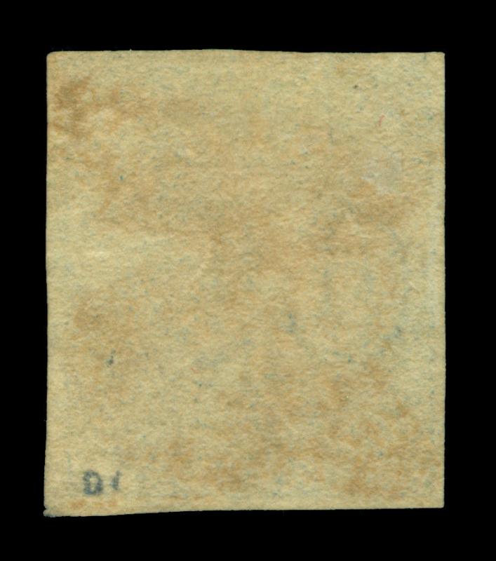 CHILE 1857 COLUMBUS 10c deep blue - plate flaw  Sc# 10a used WMK. FB10-2 F-XF
