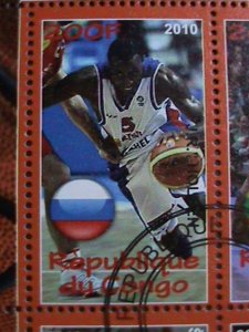 CONGO -2010 EUROLEAQUE BASKET BALL CTO FULL SHEET FANCY POSTAL CANCEL VF