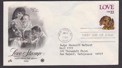 2202 Love Stamp ArtCraft FDC with neatly typewritten address