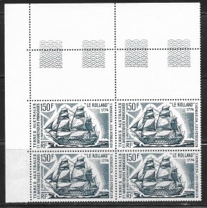 FSAT - Scott #C31 Block/4 - Le Rolland, 150fr Slate VF MNH