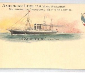 USA MARITIME Postcard AMERICAN LINE SS *NEW YORK* Unused SHIPS {samwells}PF79