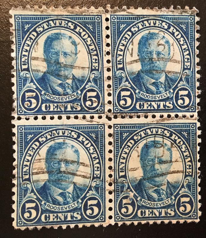 637 1922 Americans Series, 11x10.5 perf., Circ. block, Vic's Stamp Stash