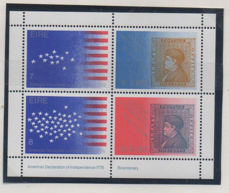 Ireland Sc 392b US Bi-Centennial stamp sheet mint NH