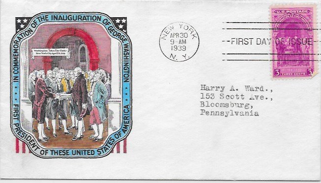 854 FDC, Hand Colored Historic Art Cache,  Free Insured Shipping;