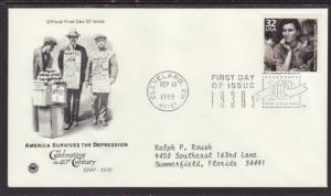 US The Depression 1998 PCS Typed FDC BIN