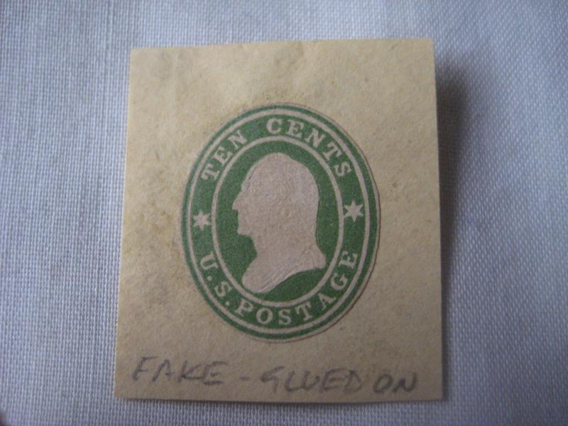 FAKE,GLUED ON U S CUT SQUARE,U 33