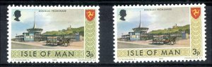 Isle of Man 1973 3p error of colour, olive-bistre border, unmounted mint + nor