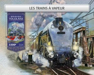 Togo - 2018 Steam Trains on Stamps - Stamp Souvenir Sheet - TG18212b