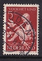 Netherlands  #B111  used 1938  child with bird fish and flowers  5c