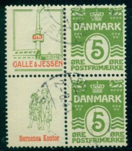 DENMARK (RE44,46) 5ore green, GALLE & JESSEN, BERNENES KONTOR, used