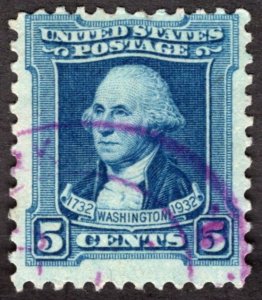 1932, US 5c, George Washington, Used, purple cancel, Sc 710