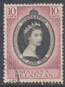 Malaya Kelantan Scott 71 - SG82, 1953 Coronation 10c used