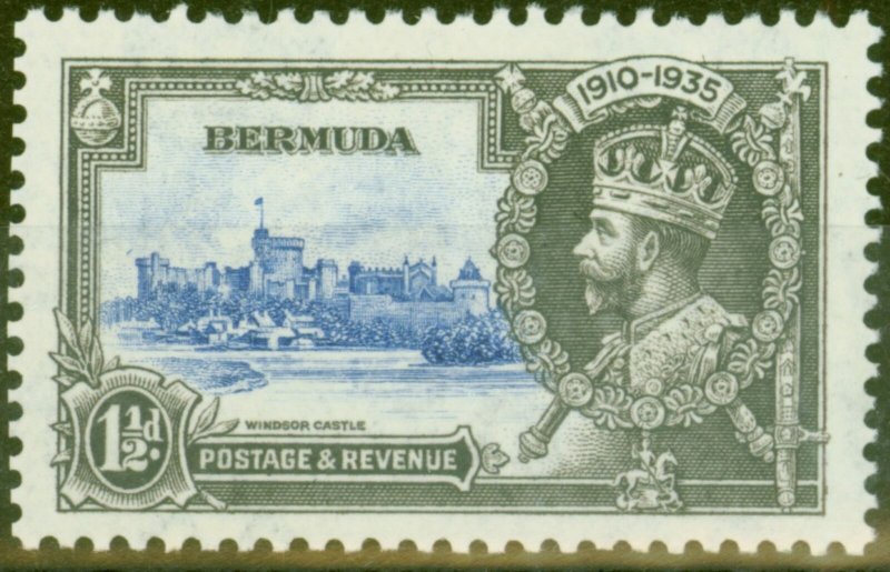 Bermuda 1935 1 1/2d Ultramarine & Grey SG95m Bird by Turret V.F Very Lightly ... 