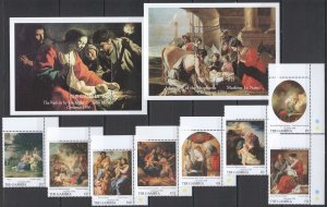 B0256 1994 Gambia Art Paintings Christmas 1994 #1984-93 Set+2Bl Mnh