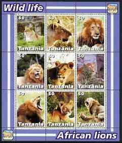 Tanzania 2003 Wild Life - Lions perf sheetlet containing ...