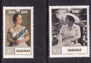 Bahamas-Sc#698-9- id9-unused NH set-Queen Mother-Birthday-1990-
