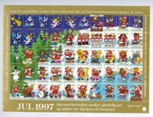 Denmark. Christmas Seal  Sheet 1997  Mnh. Santa,Music,Dog Postman. See Condition