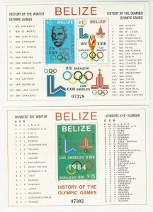 Belize, Postage Stamp, #561a-b Mint NH Sheets, 1981 Olympics, JFZ