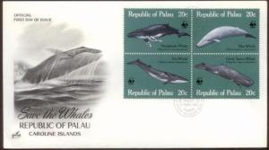 Palau FDC  1983 Whales FDC SC# 24-27 Used