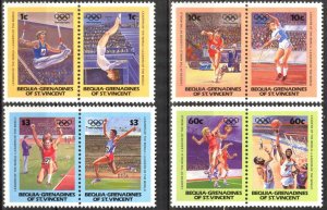 Bequia Grenadines of St. Vincent 1988 Olympics Games Los Angeles 1984 Set 8 MNH