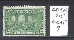 CANADA CONSTANT PLATE FLAW GREEN DOT IN 7 SCOTT 142 VF USED BS21758