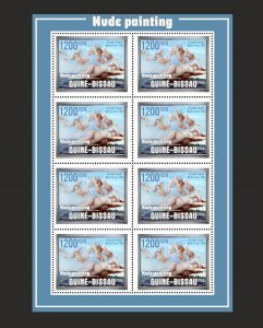 Stamps. Art, Nude Painting Guinea - Bissau 2021 year , 6 sheet perforated