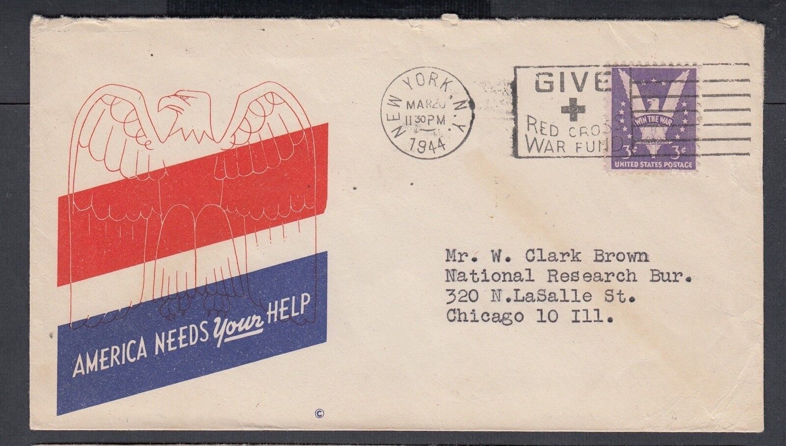 USA 1944-45 Wwii Three Patriotic Covers America, Uncle SAM & Liberty ...