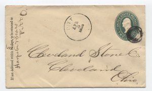 1888 Pitt OH CDS and target 2ct green stamped envleope Wyandot DPO [h.5001]