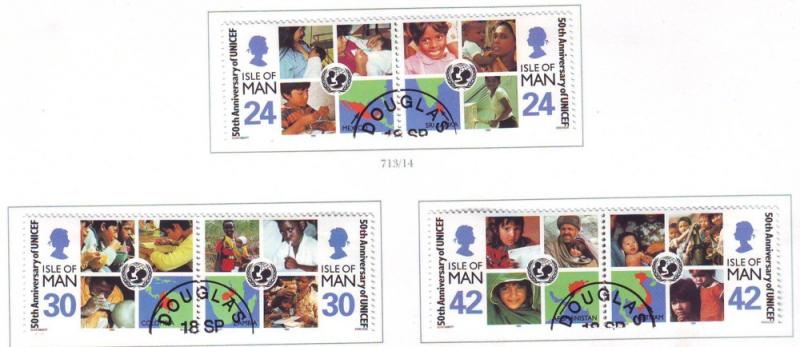 Isle of Man Sc 710-15 1996 UNICEF 50 Years stamp set used