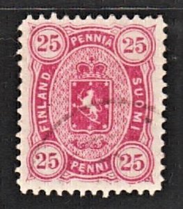 Finland 1881 Knife-wielding Lion on Sled (25pen, Pf.12.5, Rose) F.Used CV$12
