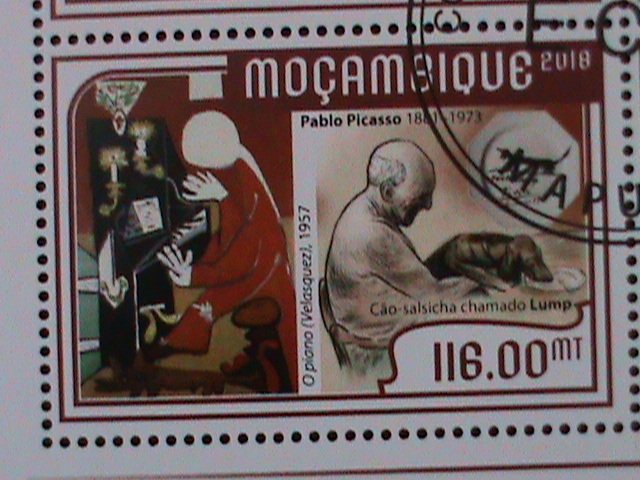 ​MOZAMBIQUE-2018-PROMOTE-PABLO PICASSO & PAINTINGS-CTO VF -EST.$14-LAST ONE  CTO