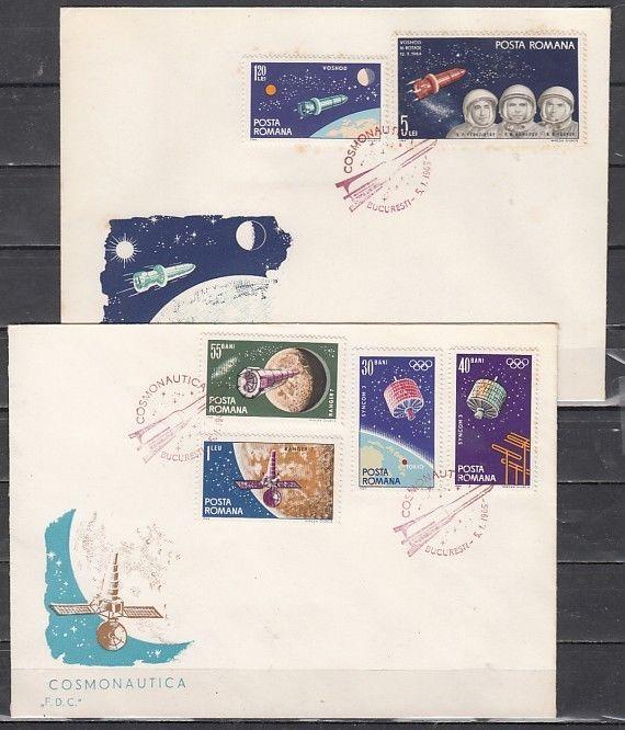 Romania, Scott cat. 1711-1716. Space Satellites issue. 2 First day Covers.