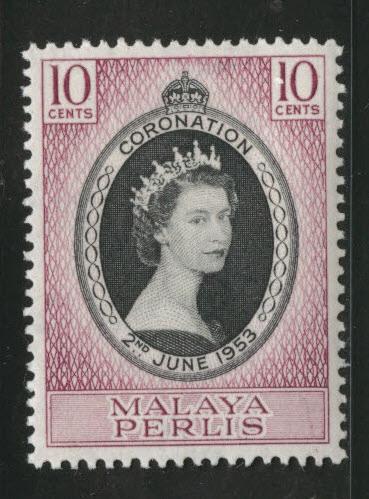 MALAYA Perlis Scott 28 MH* 1953 Coronation stamp