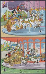 GAMBIA # 906-7  DISNEY SET of 2 SOUVENIR SHEETS for WORLD STAMP EXPO '89