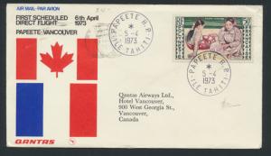 1973 Qantas First Flight Cover Papeete Vancouver AAMC 1766a SPECIAL - please ...