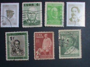 ​CUBA- 7 OLD FAMOUS PERSONS OF CUBA USED  STAMP-VERY FINE PLEASE WATCH