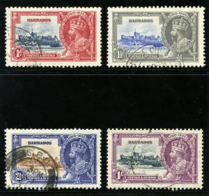 Barbados 1935 KGV Silver Jubilee set complete VF used. SG 241-244. Sc 186-189.