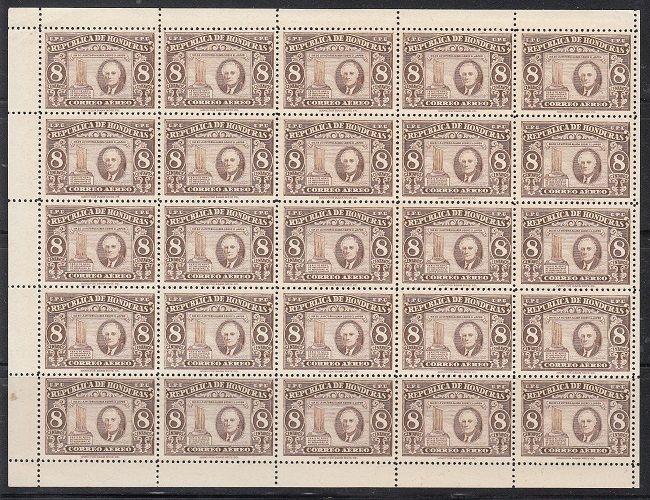 Honduras Scott C158 Mint NH sheet (Catalog Value 40.00) - small margin bend